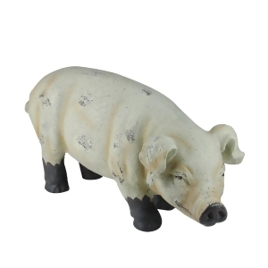11.5 Country Rustic Distressed Brown and Off White Smiling Gary the Pig Tabletop Figure - All