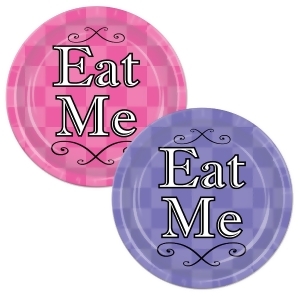 Club Pack of 96 Decorative Alice in Wonderland Eat Me Checkered Plates 7 - All