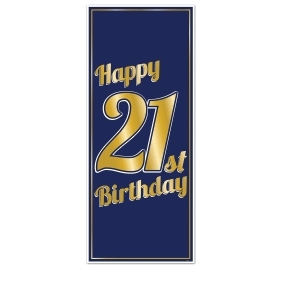 Club Pack of 12 Decorative Navy Blue and Gold Happy 21st Birthday Door Cover 6 - All