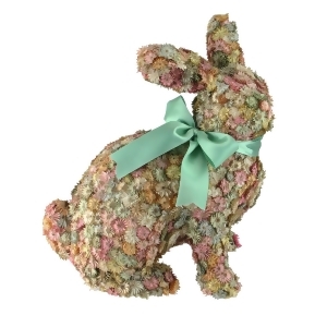12.5 Multi-Colored Flowered Sitting Bunny Rabbit Spring Tabletop Decoration - All