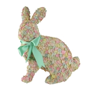 12.5 Multi-Colored Flowered Sitting Easter Bunny Rabbit Spring Tabletop Decoration - All