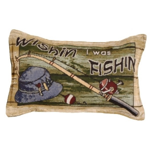 Pack of 4 Outdoorsman Wishin' I Was Fishin' Decorative Tapestry Throw Pillows 12 - All