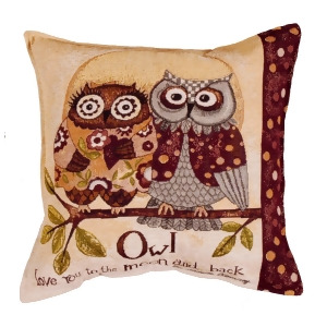 Pack of 2 Retro Owl Love You To The Moon And Back Square Tapestry Throw Pillows 17 - All