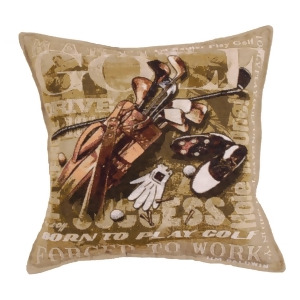 Pack of 2 Born to Golf Enthusiast Square Decorative Tapestry Throw Pillows 17 - All