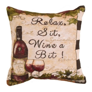Pack of 2 Vineyard Grapes Relax Sit Wine A Bit Square Decorative Tapestry Throw Pillows 17 - All