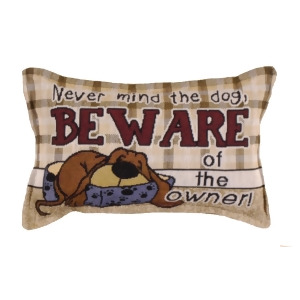 Pack of 4 Whimsical Dog Beware of Owner Rectangular Tapestry Throw Pillows 12 - All