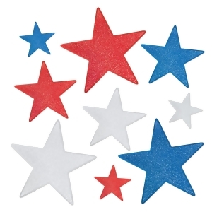 Club Pack of 108 Patriotic 4th of July Glittered Foil Star Cutouts - All