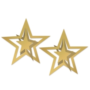 Club Pack of 24 Gold Foil 3-D Awards Night Hanging Stars Decorations - All
