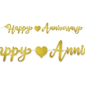 Club Pack of 12 Gold Foil Happy Anniversary Streamer Party Decorations 72 - All