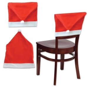 Pack of 12 Red and White Christmas Santa Hat Chair Slip Covers 19 x 25 - All