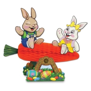 Pack of 12 Carrot Seesaw with Bunnies Easter Table Centerpieces 10 - All