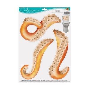 Club Pack of 36 Orange and Brown Octopus Tentacles Toilet Tank Peel n Place 11 - All