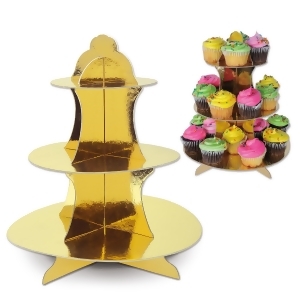 Club Pack of 12 Decorative Holiday Round Metallic Gold Snack/Cupcake Stands 13.5 - All