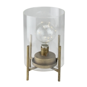 10 Glass Hurricane Cylinder Lantern with Feet and Old Fashioned Light Bulb with Led Fairy Lights - All