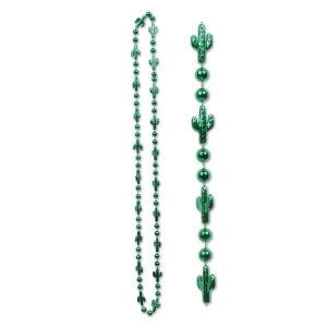 Club Pack of 72 Decorative Green Beaded Cacti Necklaces 33 - All