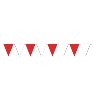 Club Pack of 12 Red and White Sports Themed Outdoor Pennant Banner Hanging Decorations 30' - All
