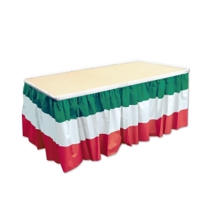Pack of 6 Red White and Green Italian Decorative Plastic Table Skirtings 14' - All
