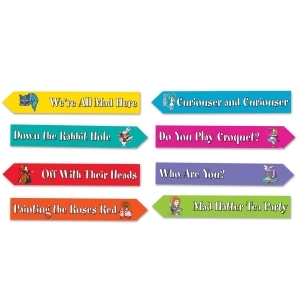 Pack of 12 Alice In Wonderland Phrases Street Sign Cutouts Wall Decor 23.75 - All