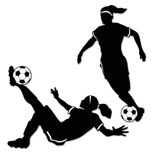 Club Pack of 24 Girl Soccer Silhouette Cutouts Wall Decorations 28 - All