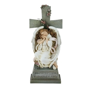 19 Angel Resting on Cross with Inspirational Phase Indoor/Outdoor Figure - All