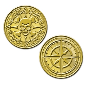 Club Pack of 1200 Double Sided Golden Decorative Molded Pirate Coins 1 - All