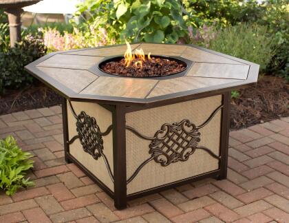 43 Heritage Octagon Porcelain Top Outdoor Patio Gas Fire Pit From
