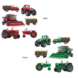 Club Pack of 12 Red and Green Farm Equipment Wall Decor Cutouts 23 - All