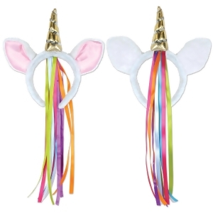 Club Pack of 12 Rainbow-Colored Party Unicorn Headband Boppers - All