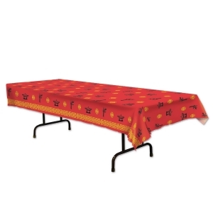 Club Pack of 12 Red Black and Orange Decorative Asian Heritage Tablecover 9 - All