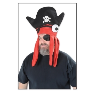 Club Pack of 12 Halloween Black Orange and White One Eye Pirate Squid Hat 22 - All