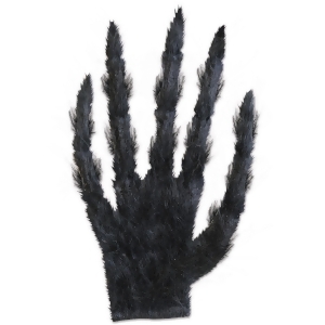 Club Pack of 12 Halloween Gray and Black Werewolf Costume Hairy Gloves 18.5 - All