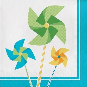 Club Pack of 192 Blue and Green Pinwheel Magic Disposable Lunch Napkins 6.5 - All
