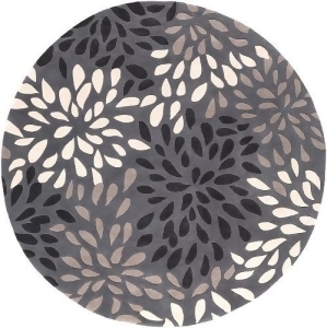 8' Round Peculiar Calendulas Brown and Charcoal Gray Hand Tufted Area Throw Rug - All