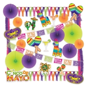 Purple and Lime Green Mexican Cinco De Mayo Fiesta Decorating Kit - All