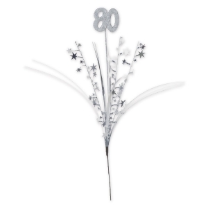 Club Pack of 12 Decorative Silver Glittered Metallic 80th Birthday Star Sprays 23 - All