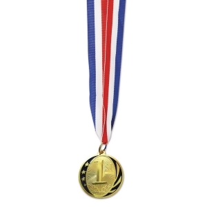 Club Pack of 12 First Place Gold Medal with Ribbon Party Favors 32 - All