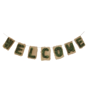 6' Cozy Twine Brown and Green Welcome Hanging Wall Decoration - All