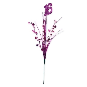 Club Pack of 12 Purple Glittered Metallic 16th Birthday Star Sprays 23 - All