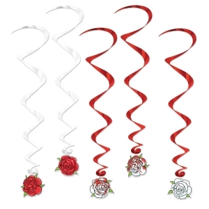Club Pack of 30 Assorted Red and White Rose Hanging Day of the Dead Whirl Decorations 36 - All