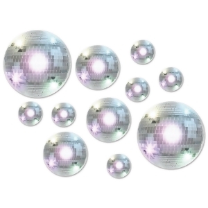 Club Pack of 220 Double Sided Silver Disco Ball Inspired Printed Cut Outs - All