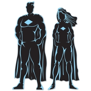 Club Pack of 24 Superhero Silhouette Cutout Wall Decorations 36 - All
