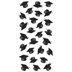 100 Black and White Graduation Hats Decorative Disposable Banquet Table Roll - All