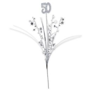 Pack of 12 Silver Glittered '50' Metallic Star Birthday Sprays 23 - All
