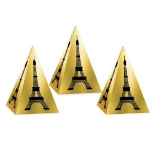 Club Pack of 36 Novelty Black Eiffel Tower Golden Pyramid Party Favor Boxes 4.25 - All