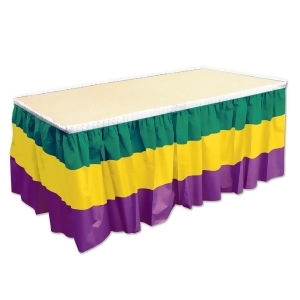 Pack of 6 Gold Purple and Green Mardi Gras Disposable Table Skirts 14' - All