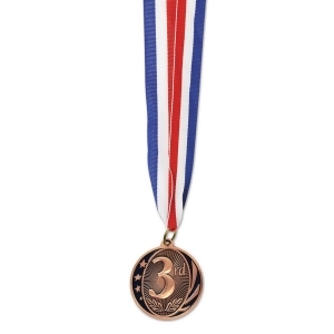 Club Pack of 12 Third Place Bronze Medal with Ribbon Party Favors 30 - All