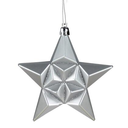 12ct Silver Splendor Shatterproof Star Christmas Ornaments 5