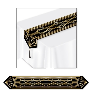 Club Pack of 12 Great 20s Black and Gold Art Deco Table Runner Decoration 6 - All