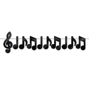 Club Pack of 12 Black Foil Musical Notes Banner Decorations 6 - All