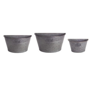 Set of 3 Rustic Metal Half Tub Containers Wall Hanging Planters 12 10 8.5 - All